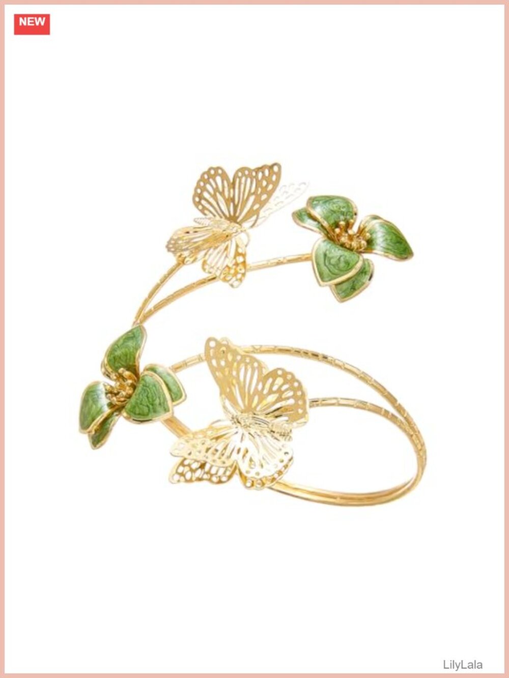 Boho Butterfly Flower Cuff Bracelet Minimalist Upper Arm Bangle Summer Beach